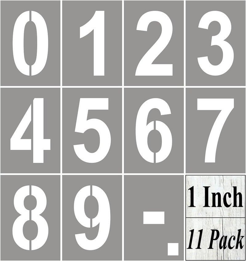 REOLAN 1 Inch Number Stencils for Painting - 11 Pack Number Stencil Templates for Curb Address, Cakes, Cookies, Mailboxes and Crafts, Reusable House Numbers Stencils for Wood Signs & Cement Wall Art - Image 1